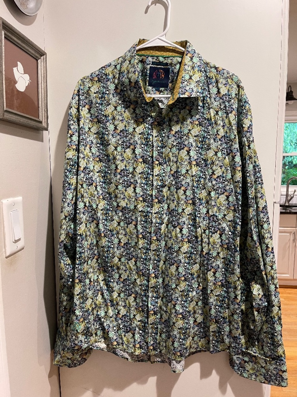 John Lennon Men's 2XL Floral Cotton Psychedelic Long Sleeve Button Down Shirt